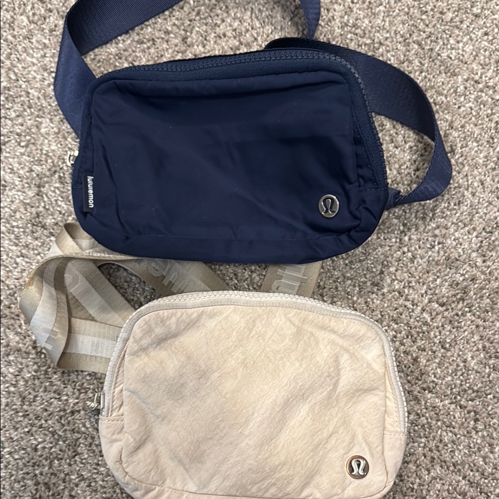 lululemon athletica Navy and Beige fanny bag